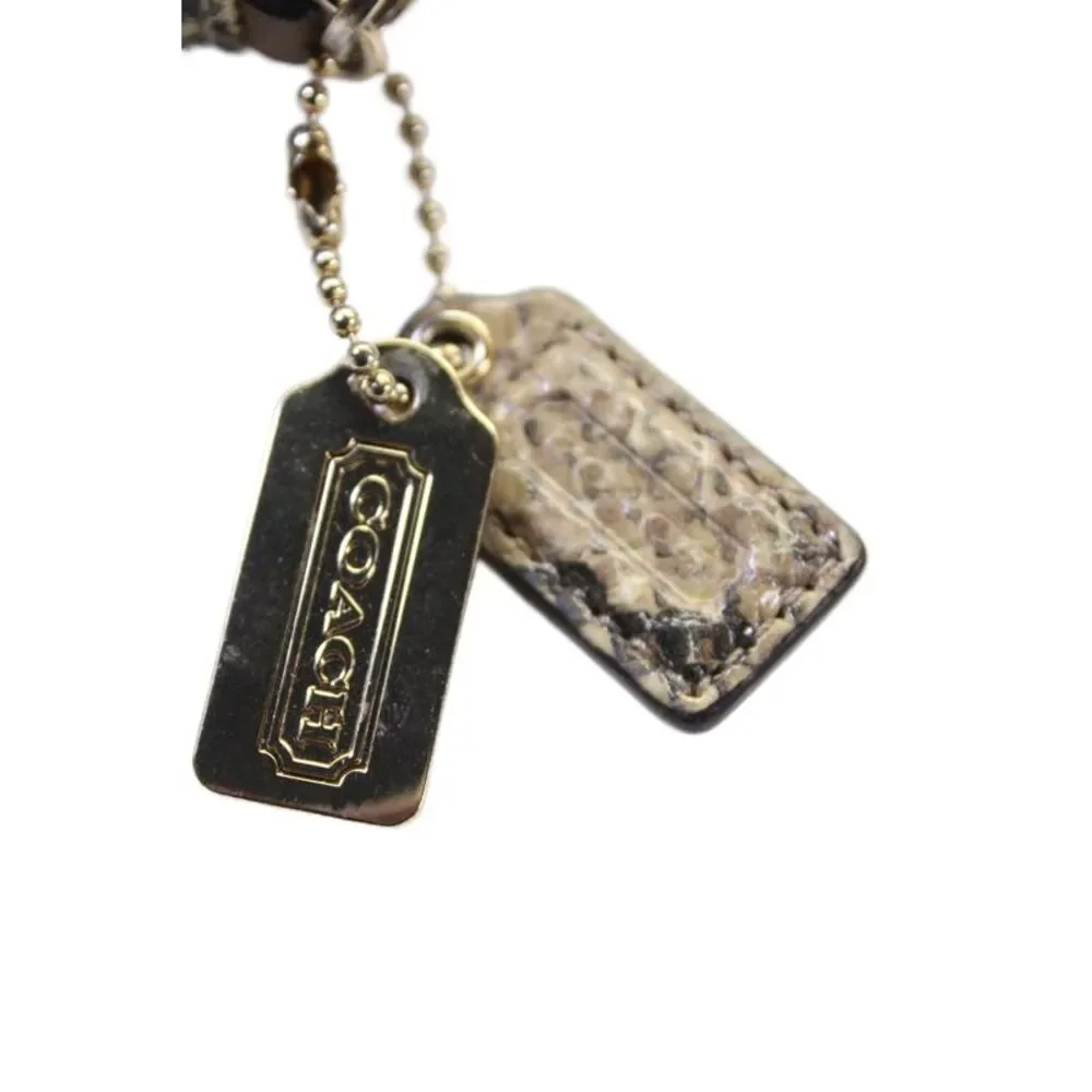 Coach Womens Chain Strap Snakeskin Printed Flap Shoulder Handbag Brown